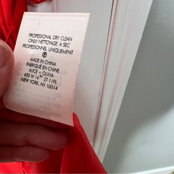 Alice + Olivia Suri True Wrap Midi Dress Red Size 2 Sheer Sleeves - Picture 12 of 14